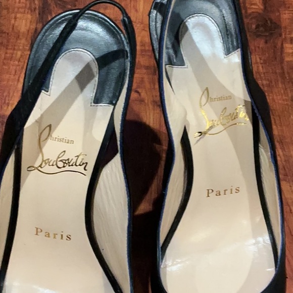 Christian Louboutin Black Patent Leather Peep-Toe Heels - Picture 13 of 15